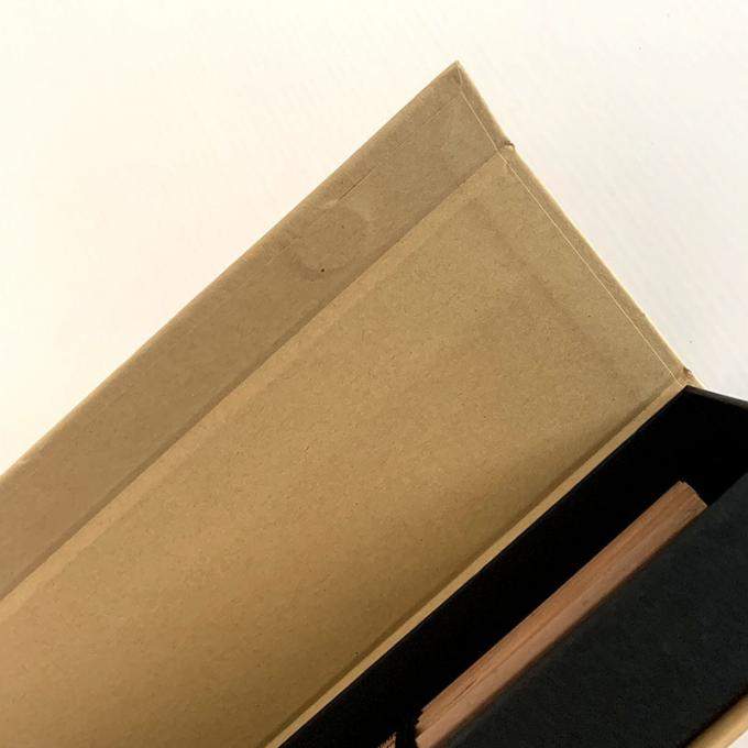 Eco Friendly Nature Cardboard Gift Box Black Printing Ribbon Closure 1