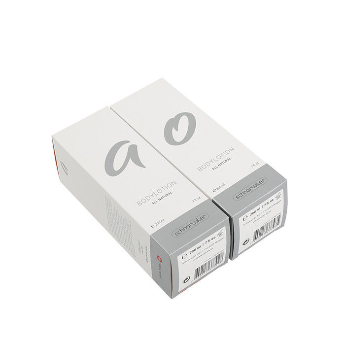 Silver Custom Lotion Box Off White Paper Skincare Packaging With Double Side Printing