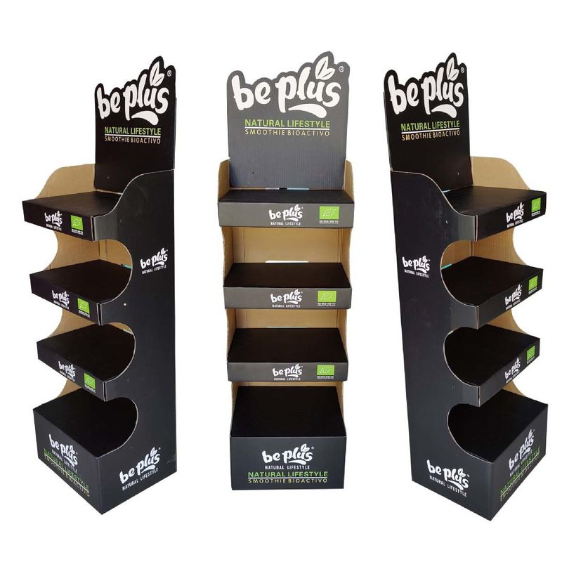 Eco Friendly Black Cardboard Display Rack For Shop Custom