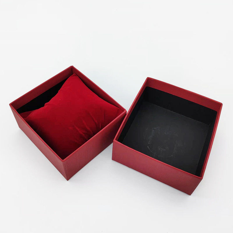 Single Personalised Red Velvet Jewellery Ring Box With Texture Surface Cardboard