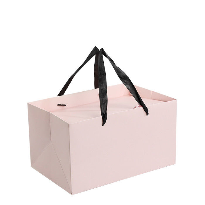 Flowers Pink Foldable Gift Packaging Box With Ribbon Paper Bags