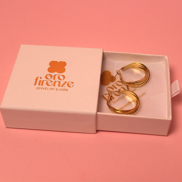 Jewelry Packaging Box For Necklace , Custom Cardboard Paper Drawer Box With Ribbon