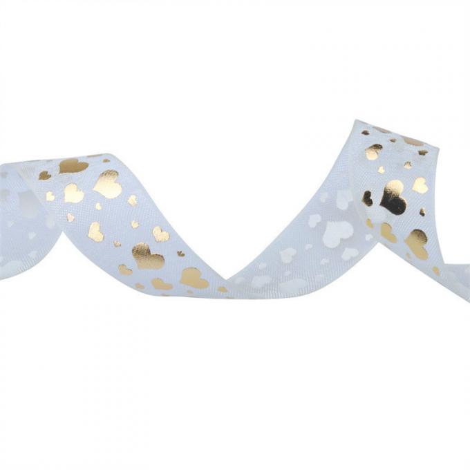 Custom Polyester Christmas Gold Wrapping Ribbon Riased Embossed Printed Rolls 4