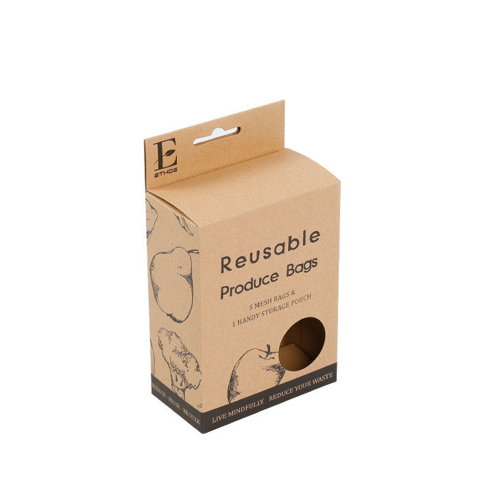 Brown Hang Tag Kraft Eco Friendly Packaging Box With Round Window