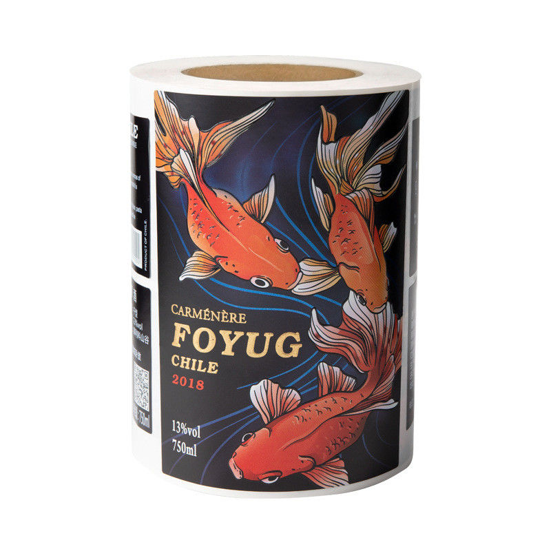 Golden Embossed Logo Luxury Wine Label Stickers With Stencil Tissue Paper