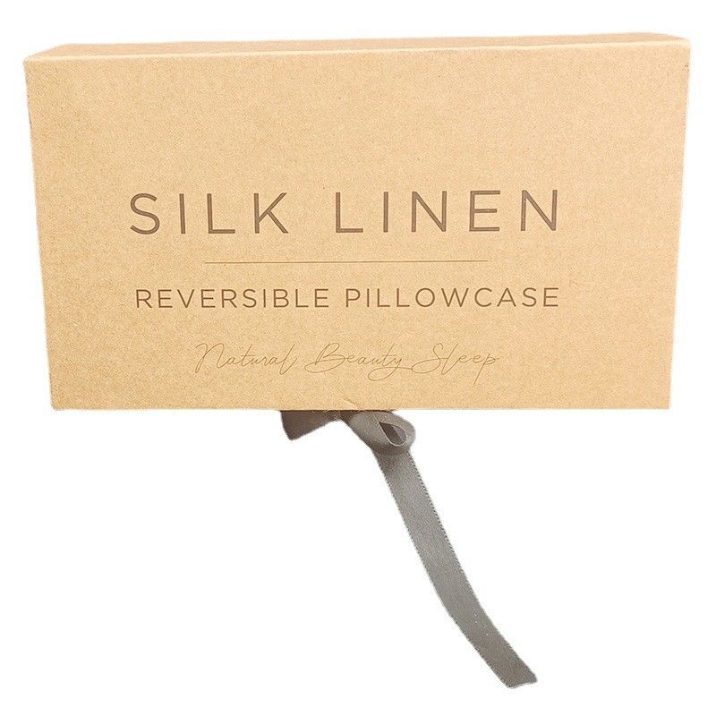 Eco Friendly Nature Cardboard Gift Box Black Printing Ribbon Closure