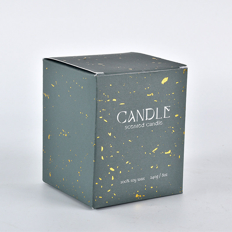 Green Scented Candle Gift Paper Printed Box Packaging With Cardboard Insert