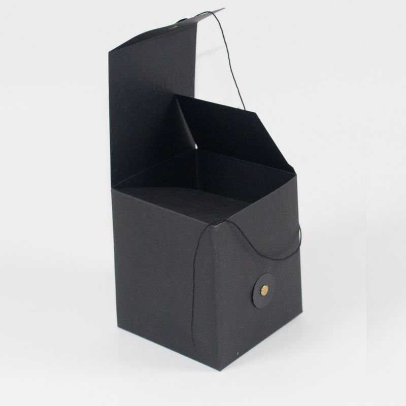 Custom Black Paperboard Box Embossed Logo For Candles With Eyelets And Ribbons