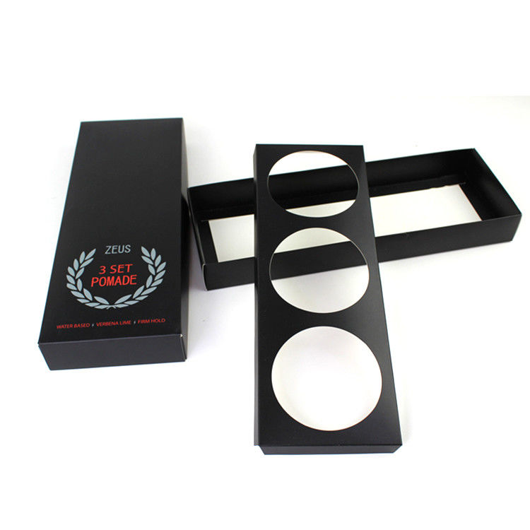 Foldable 3 Pack Lip Balm Packaging Box Black Holder Cosmetic Jar With Cardboard Insert