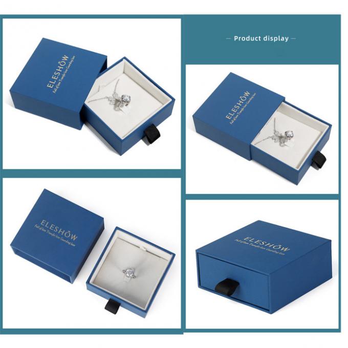 Small Cardboard  Slide Out Jewelry Boxes With Pink And Golden Foil Logo 0