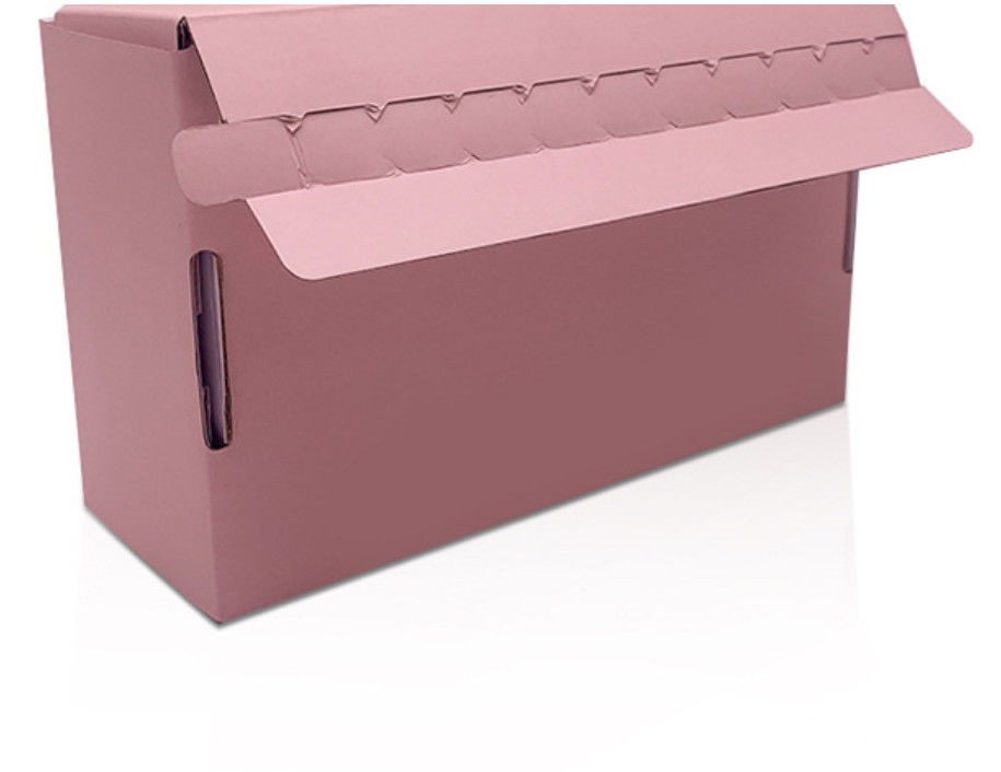 Pink Corrugated Card Packaging Apparel Gift Boxes With Tearing Off Tape
