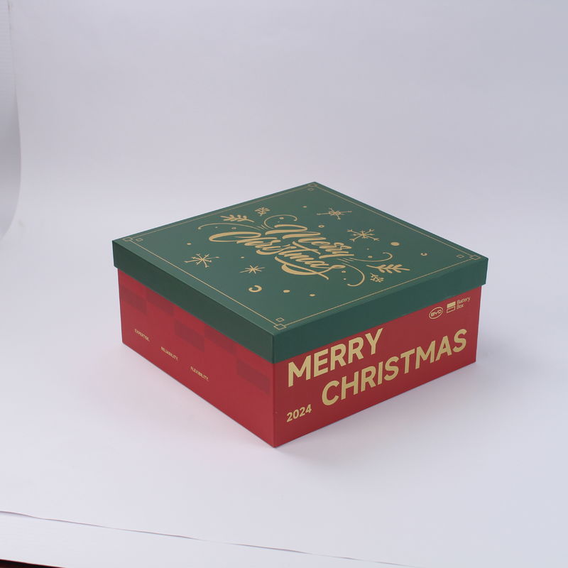 Red Cardboard Christmas Gift Box With Lid And Base For Wholesale And Retail