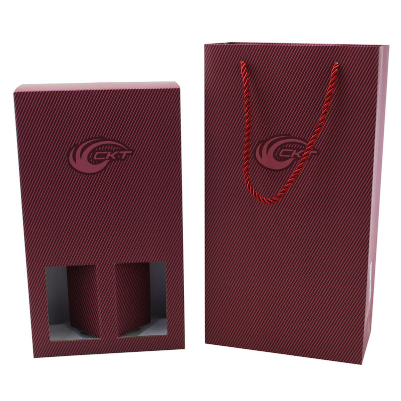 Rope Handle Cardboard Holiday Mailer Boxes For 2 Pack Wine Bottles