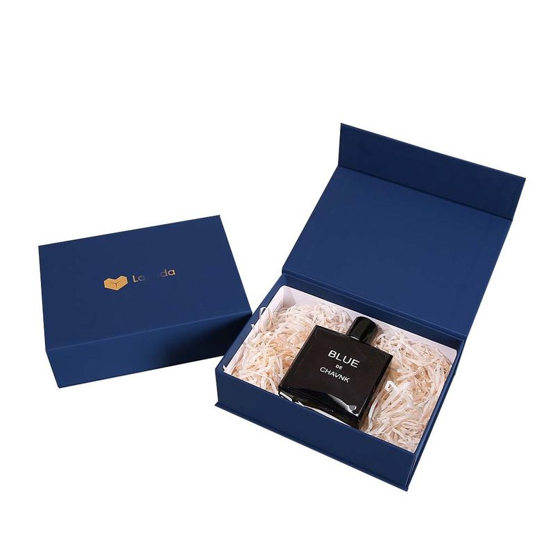 Navy Blue Custom Luxury Cosmetic Packaging  Gift Boxes For Perfume Glass Bottle