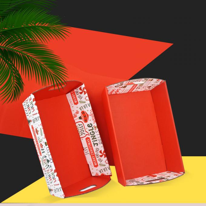 Custom Red Cardboard Display Trays For Supermarket Holiday Promotion 0