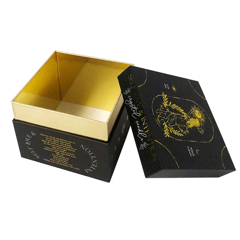 Black Rigid Cardboard Candle Gift Box Packaging With Insert
