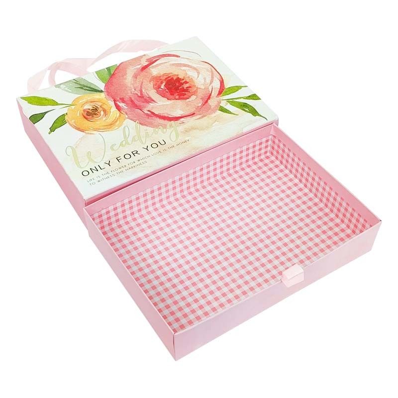 Paper Wedding Candy Gift Bag With Pink Ribbon Handle