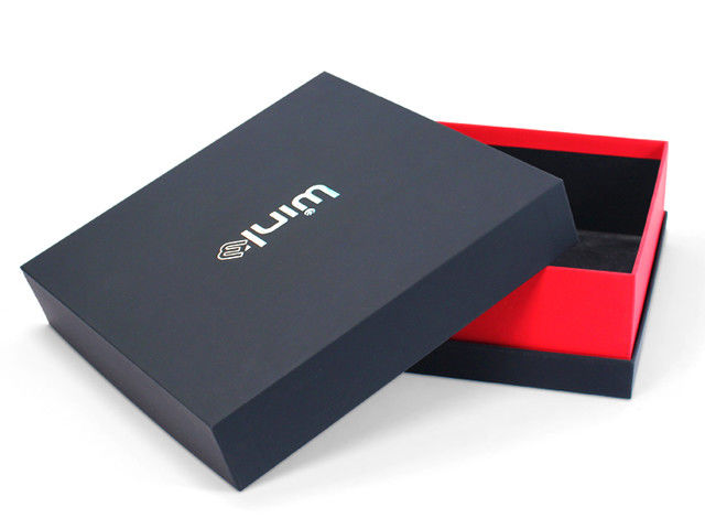 Custom red Cardboard Magnetic Gift Box with Luxury Black Lid Base wholesale