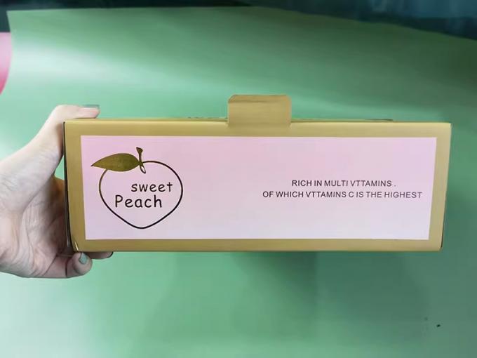 Peach Cardboard Fruit Tray Gift Pack Foldable With Foam Cardboard Insert 3