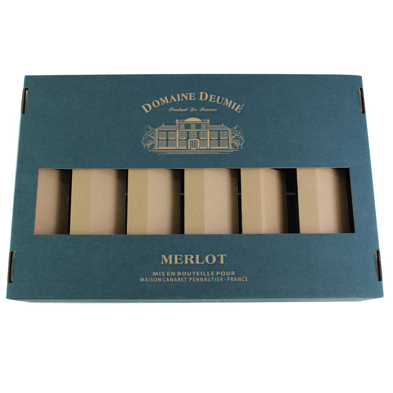 Strong Custom Mailer Boxes Printed Solid Blue For 6 Pack Wine Glass Bottle