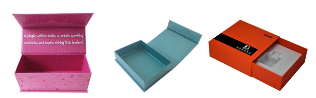 Orange Sliding Gift Packing Boxes With Custom Plastic Tray Insert 0