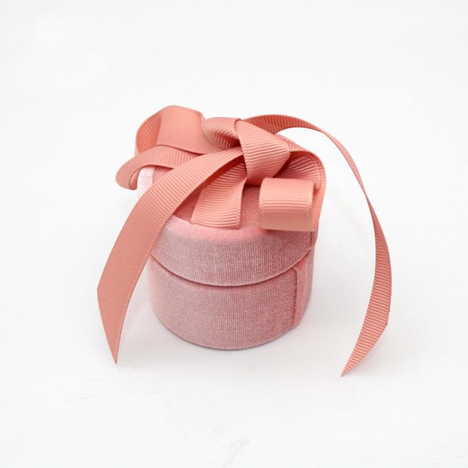 Ring Jewelry Velvet Custom Packaging Box With Ribbon Gift Pack 0