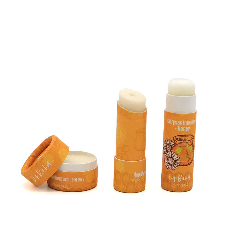 Recyled Lip Balm Tubes Cardboard Cylinder Packaging With Push Tab