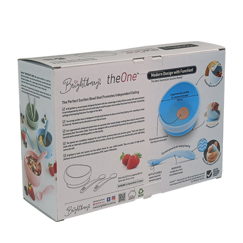Corrugated Cardboard Window Packaging Box For Baby Bowls Spoons