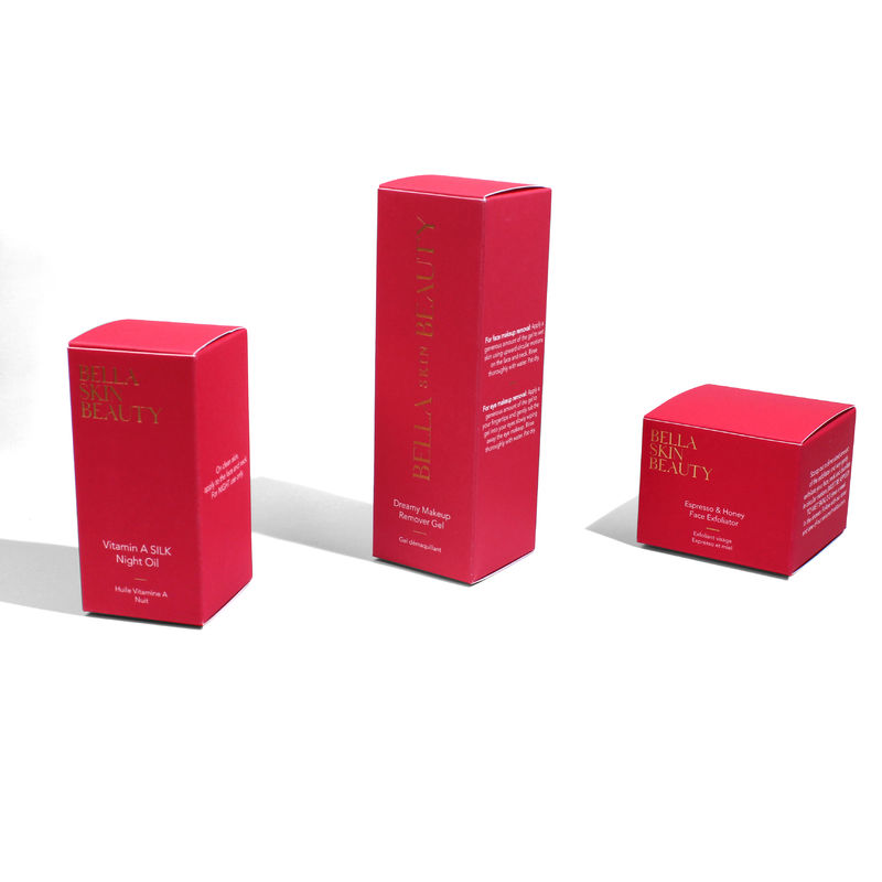 Custom Skincare Boxes With Solid Red Texture Paper face cream box desigh cosmetic packing box
