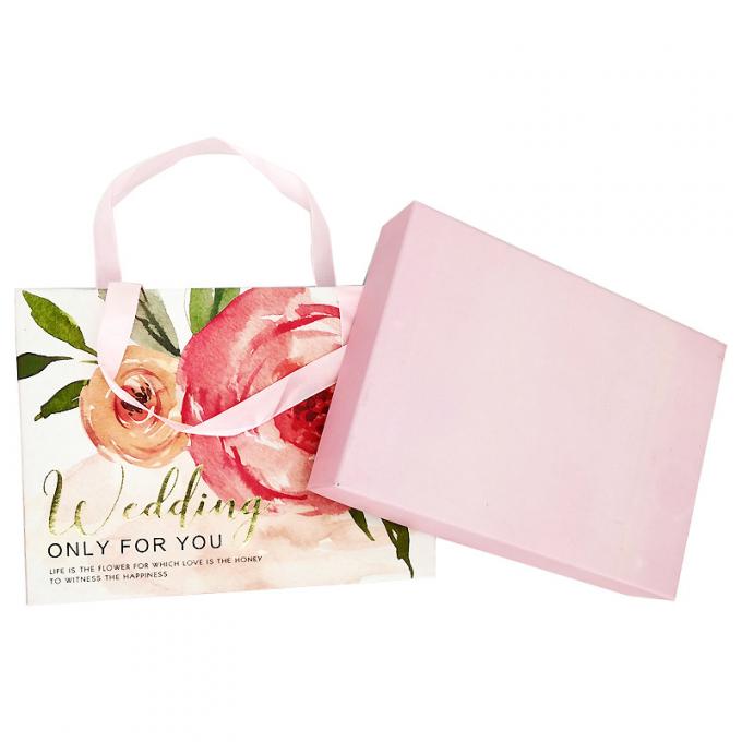Paper Wedding Candy Gift Bag With Pink Ribbon Handle 1