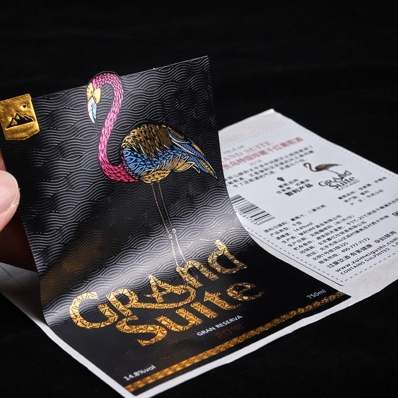 Embossed Wine Beer Custom Label Stickers Black Texture Sliver Foil Paper