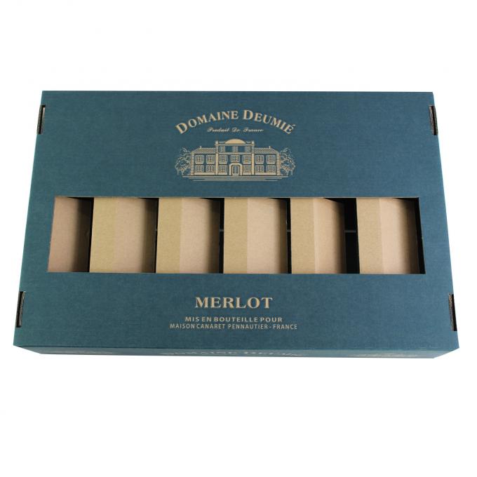 Strong Custom Mailer Boxes Printed Solid Blue For 6 Pack Wine Glass Bottle 0