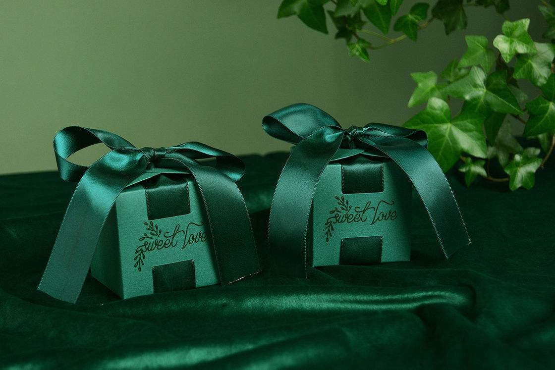 Forest Green Small Ring Gift Box With Ribbon