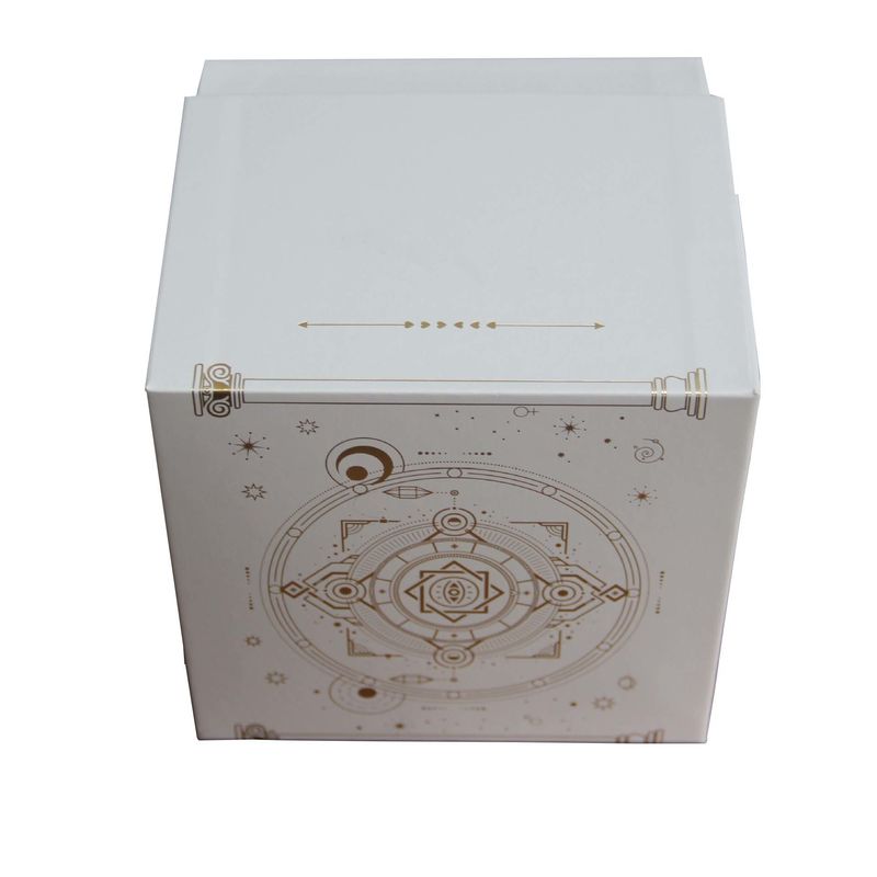 Customizable White Rigid Candle Box Golden Foil Stamping White Foam Insert
