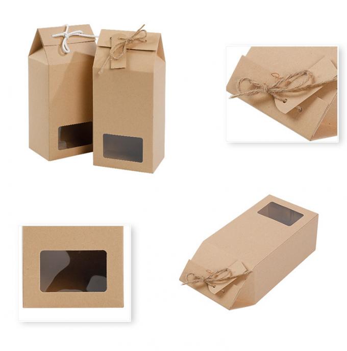 Eco Friendly Tea Food Packaging Box With Window Rope Handle 1