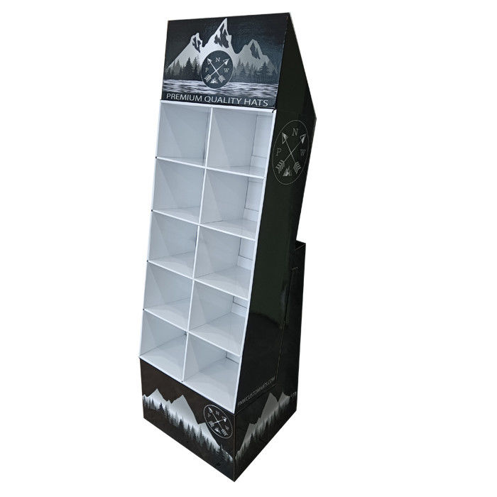 Custom Corrugated Cardboard PDQ Rack Cap Hat Holder Floor Display Stand
