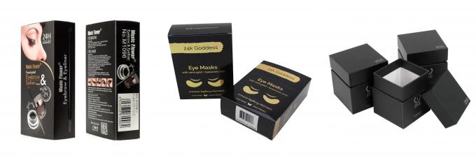 Black Foldable Paperboard Cosmetic Gift Box Packaging With Window 0