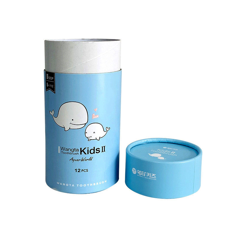 Colorful Printed Circle Cylinder Cardboard Containers For Kids Tooth Brush