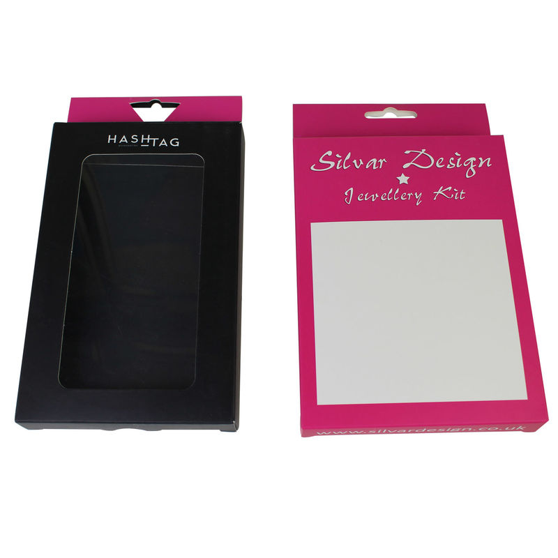 Retail Custom Paper Window Packaging Box Printed Red Black Color With Hagners