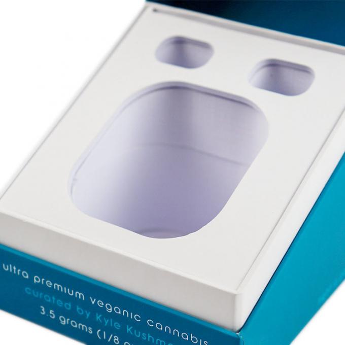 Blue Rigid Custom Luxury Candle Boxes Flaps Clourse Cardboard Insert 0