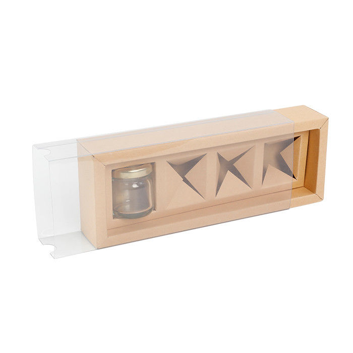 Eco Friendly Honey Window Packaging Box With Transparent Plastic Sleeves Windows
