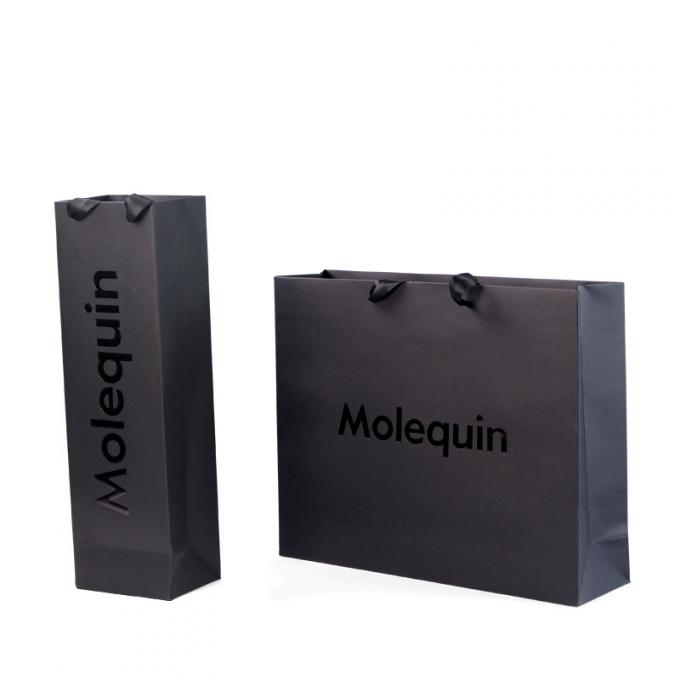 Custom Black Paper Shopping Bags With Ribbon Handles  Stylish Product Packaging Box Design 5