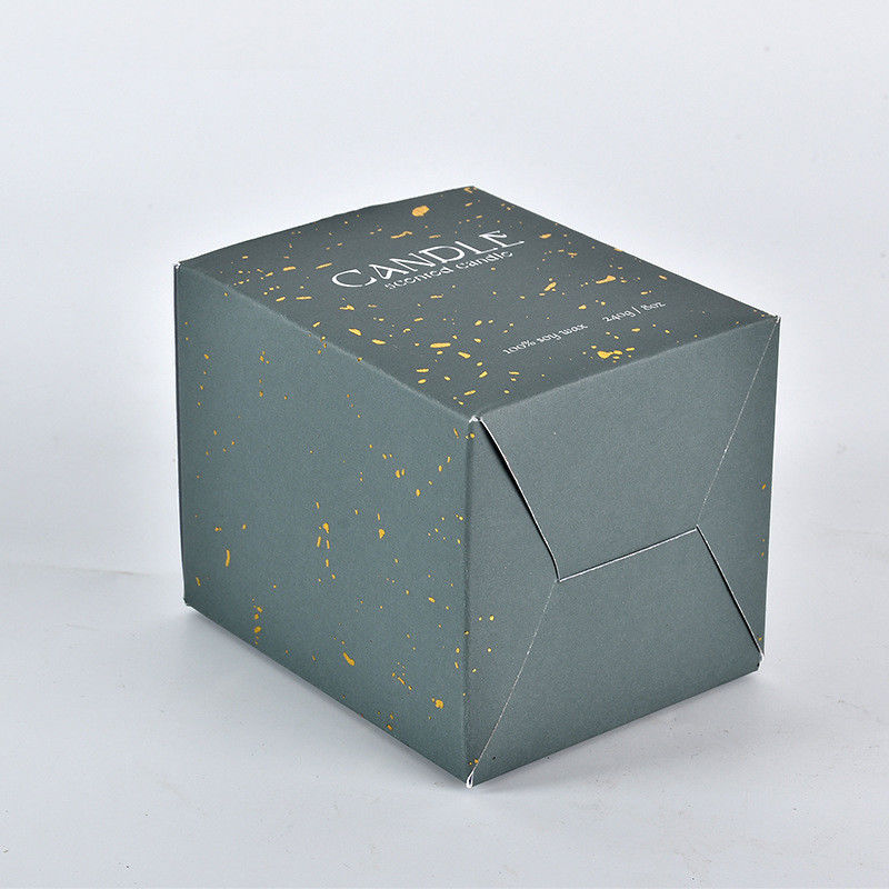 Green Scented Candle Gift Paper Printed Box Packaging With Cardboard Insert