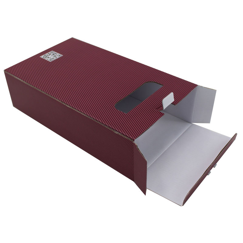 Rope Handle Cardboard Holiday Mailer Boxes For 2 Pack Wine Bottles