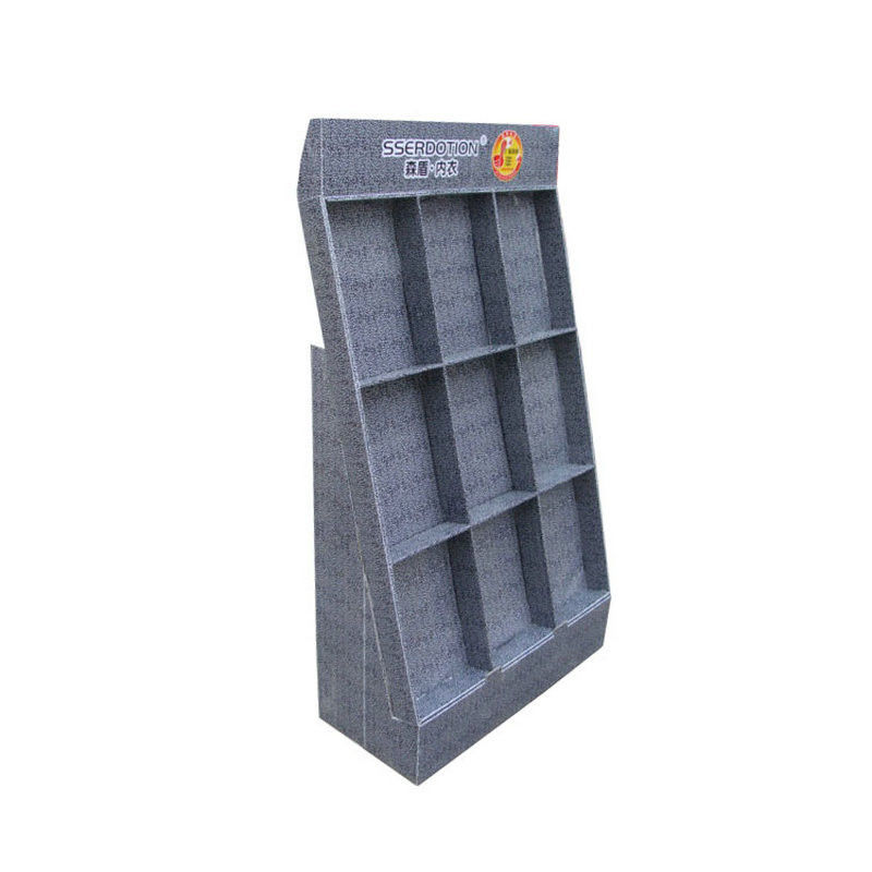 Modern 3 Tier Cardboard Counter Display Underwears Cloth Socks Display Stand