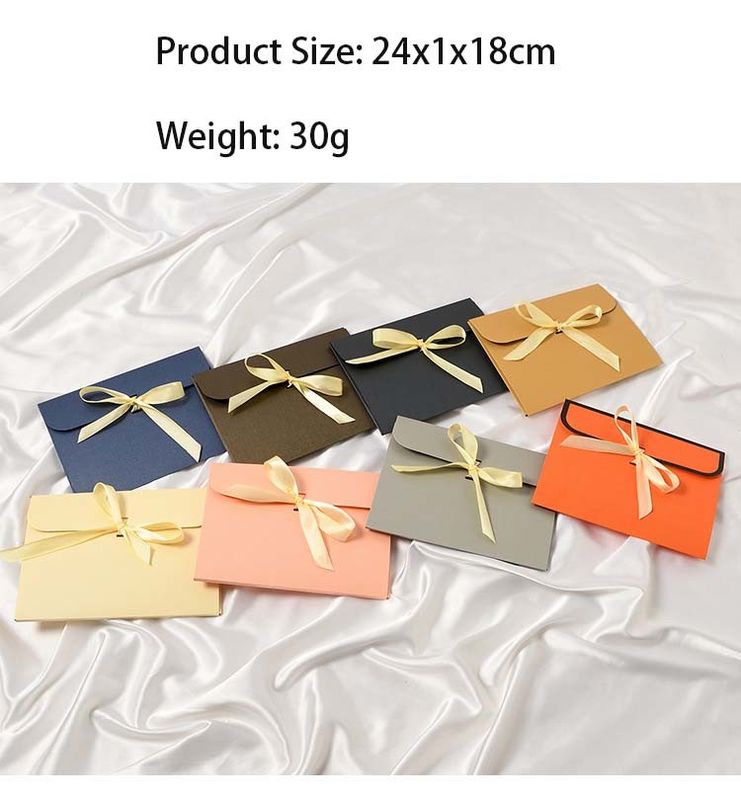 Paperboard Envelope Custom Paper Pouch With Ribbon Closure