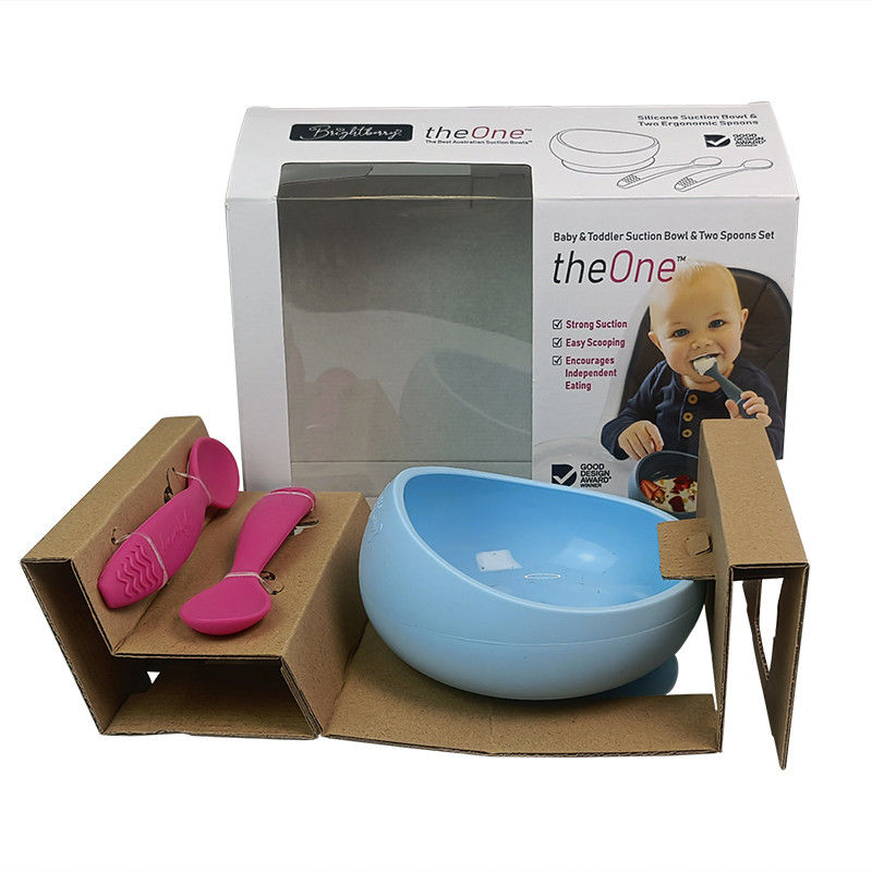 Corrugated Cardboard Window Packaging Box For Baby Bowls Spoons