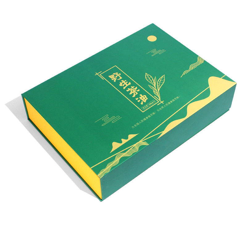 Green Magnetic Gift Packaging Box Made For Tea Products With Custom Design Near Me