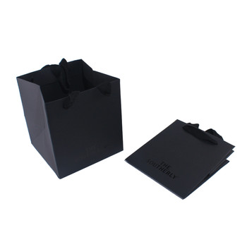 Custom Black Paper Shopping Bags With Ribbon Handles  Stylish Product Packaging Box Design 6