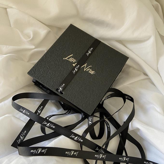 Golden Black Holiday Packaging Box With Ribbon 1